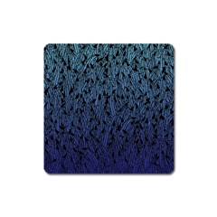 Blue Ombre Feather Pattern, Black, Magnet (square) by Zandiepants