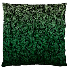 Green Ombre Feather Pattern, Black, Large Cushion Case (one Side) by Zandiepants