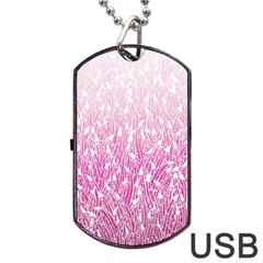 Pink Ombre Feather Pattern, White, Dog Tag Usb Flash (one Side) by Zandiepants