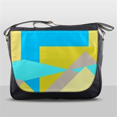 Blue Yellow Shapes                                                        			messenger Bag by LalyLauraFLM