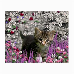 Emma In Flowers I, Little Gray Tabby Kitty Cat Small Glasses Cloth by DianeClancy