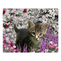 Emma In Flowers I, Little Gray Tabby Kitty Cat Double Sided Flano Blanket (large)  by DianeClancy