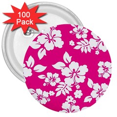 Pink Hawaiian 3  Buttons (100 Pack)  by AlohaStore