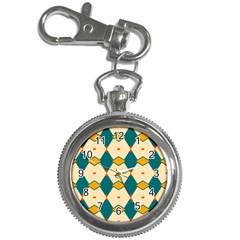 Blue Yellow Rhombus Pattern                                                                                 			key Chain Watch by LalyLauraFLM