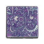 Purple Hippie Flowers Pattern, zz0102, Memory Card Reader (Square) Front