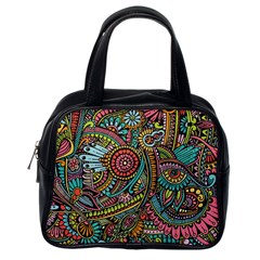 Colorful Hippie Flowers Pattern, Zz0103 Classic Handbag (one Side) by Zandiepants