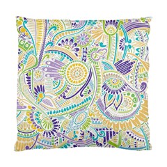 Purple, Green, Yellow Hippie Flowers Pattern, Zz0104 Standard Cushion Case (two Sides) by Zandiepants