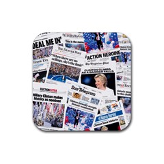 Hillary 2016 Historic Newspaper Collage Rubber Coaster (square)  by blueamerica