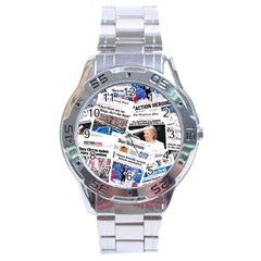 Hillary 2016 Historic Newspaper Collage Stainless Steel Analogue Watch by blueamerica