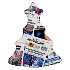 Hillary 2016 Historic Newspaper Collage Christmas Tree Ornament (2 Sides) by blueamerica