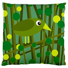 Cute Green Bird Large Cushion Case (one Side) by Valentinaart