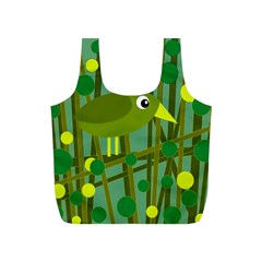 Cute Green Bird Full Print Recycle Bags (s)  by Valentinaart