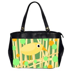 Yellow Little Bird Office Handbags (2 Sides)  by Valentinaart