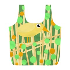 Yellow Little Bird Full Print Recycle Bags (l)  by Valentinaart