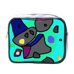 Blue Comic Abstract Mini Toiletries Bags by Valentinaart