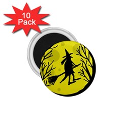 Halloween Witch - Yellow Moon 1 75  Magnets (10 Pack)  by Valentinaart