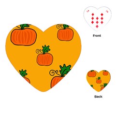 Thanksgiving Pumpkins Pattern Playing Cards (heart)  by Valentinaart