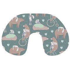 Bear Ruding Unicycle Unique Pop Art All Over Print Travel Neck Pillows by CraftyLittleNodes