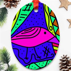 Pink Bird Oval Ornament (two Sides) by Valentinaart