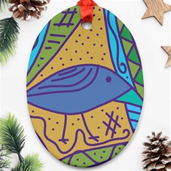 Blue Bird Oval Ornament (two Sides) by Valentinaart