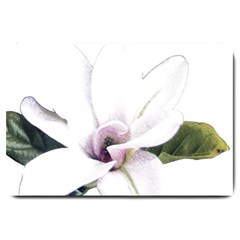 White Magnolia Pencil Drawing Art Large Doormat  by picsaspassion