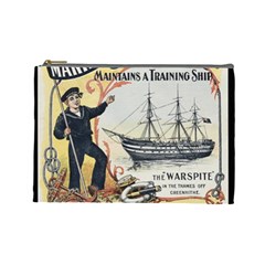 Vintage Advertisement British Navy Marine Typography Cosmetic Bag (large)  by yoursparklingshop