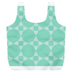 Mint Color Star - Triangle Pattern Full Print Recycle Bags (l)  by picsaspassion