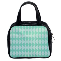 Mint Color Diamond Shape Pattern Classic Handbags (2 Sides) by picsaspassion