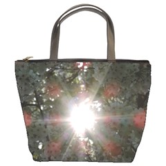 Sun Rays Through White Cherry Blossoms Bucket Bags by picsaspassion