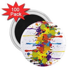 Crazy Multicolored Double Running Splashes 2 25  Magnets (100 Pack)  by EDDArt