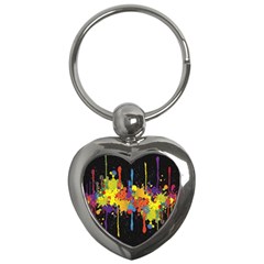 Crazy Multicolored Double Running Splashes Horizon Key Chains (heart)  by EDDArt