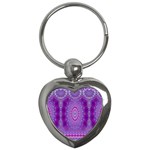 India Ornaments Mandala Pillar Blue Violet Key Chains (Heart)  Front