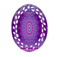 India Ornaments Mandala Pillar Blue Violet Oval Filigree Ornament (2-side)  by EDDArt