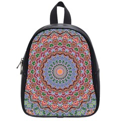 Abstract Painting Mandala Salmon Blue Green School Bags (small)  by EDDArt