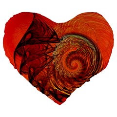 Nautilus Shell Abstract Fractal Large 19  Premium Heart Shape Cushions by designworld65