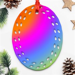 Radial Gradients Red Orange Pink Blue Green Oval Filigree Ornament (2-side)  by EDDArt