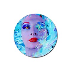 Swimming Into The Blue Rubber Coaster (round)  by icarusismartdesigns