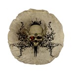 Awesome Skull With Flowers And Grunge Standard 15  Premium Flano Round Cushions Back