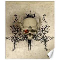 Awesome Skull With Flowers And Grunge Canvas 20  X 24   by FantasyWorld7