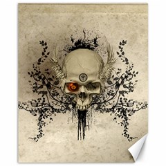 Awesome Skull With Flowers And Grunge Canvas 11  X 14   by FantasyWorld7