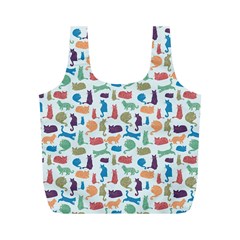 Blue Colorful Cats Silhouettes Pattern Full Print Recycle Bags (m)  by Contest580383