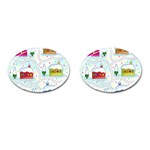 Winter magical landscape Cufflinks (Oval) Front(Pair)