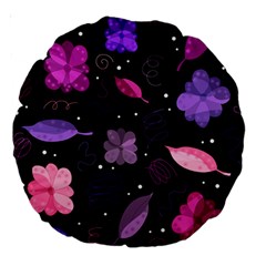 Purple And Pink Flowers  Large 18  Premium Round Cushions by Valentinaart