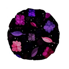 Purple And Pink Flowers  Standard 15  Premium Flano Round Cushions by Valentinaart