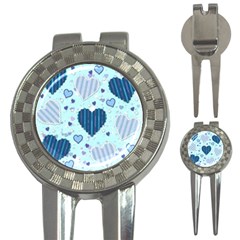 Light And Dark Blue Hearts 3-in-1 Golf Divots by LovelyDesigns4U