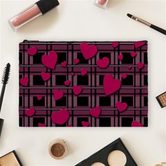 Harts Pattern Cosmetic Bag (large)  by Valentinaart