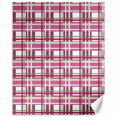 Pink Plaid Pattern Canvas 11  X 14   by Valentinaart