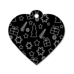 Simple Xmas Pattern Dog Tag Heart (two Sides) by Valentinaart