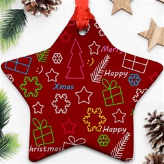 Red Xmas Pattern Star Ornament (two Sides)  by Valentinaart