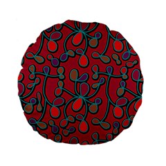 Red Floral Pattern Standard 15  Premium Flano Round Cushions by Valentinaart